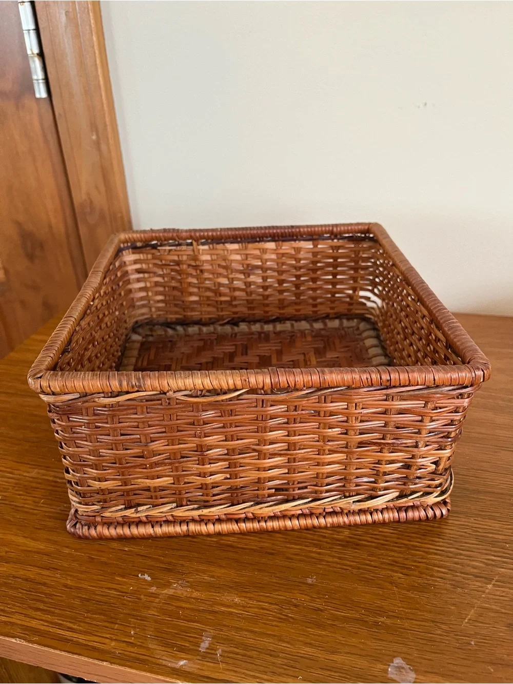 Woven Rattan Square Storage Basket - Brown